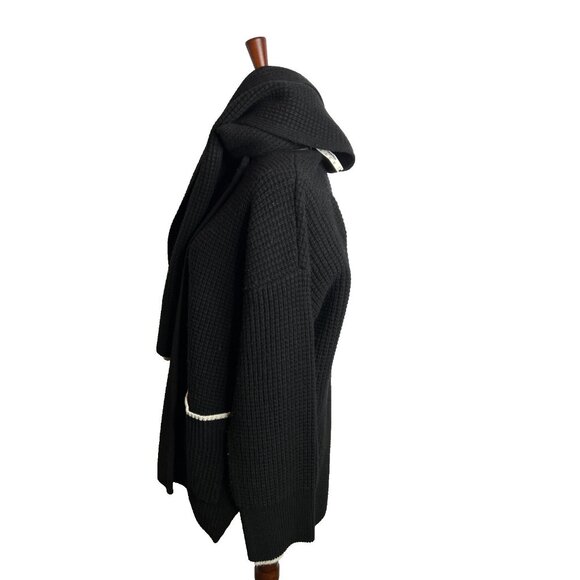 Madewell $198 Merino Wool-Blend Scarf Sweater Jacket Black Size M NT607 - Picture 9 of 10